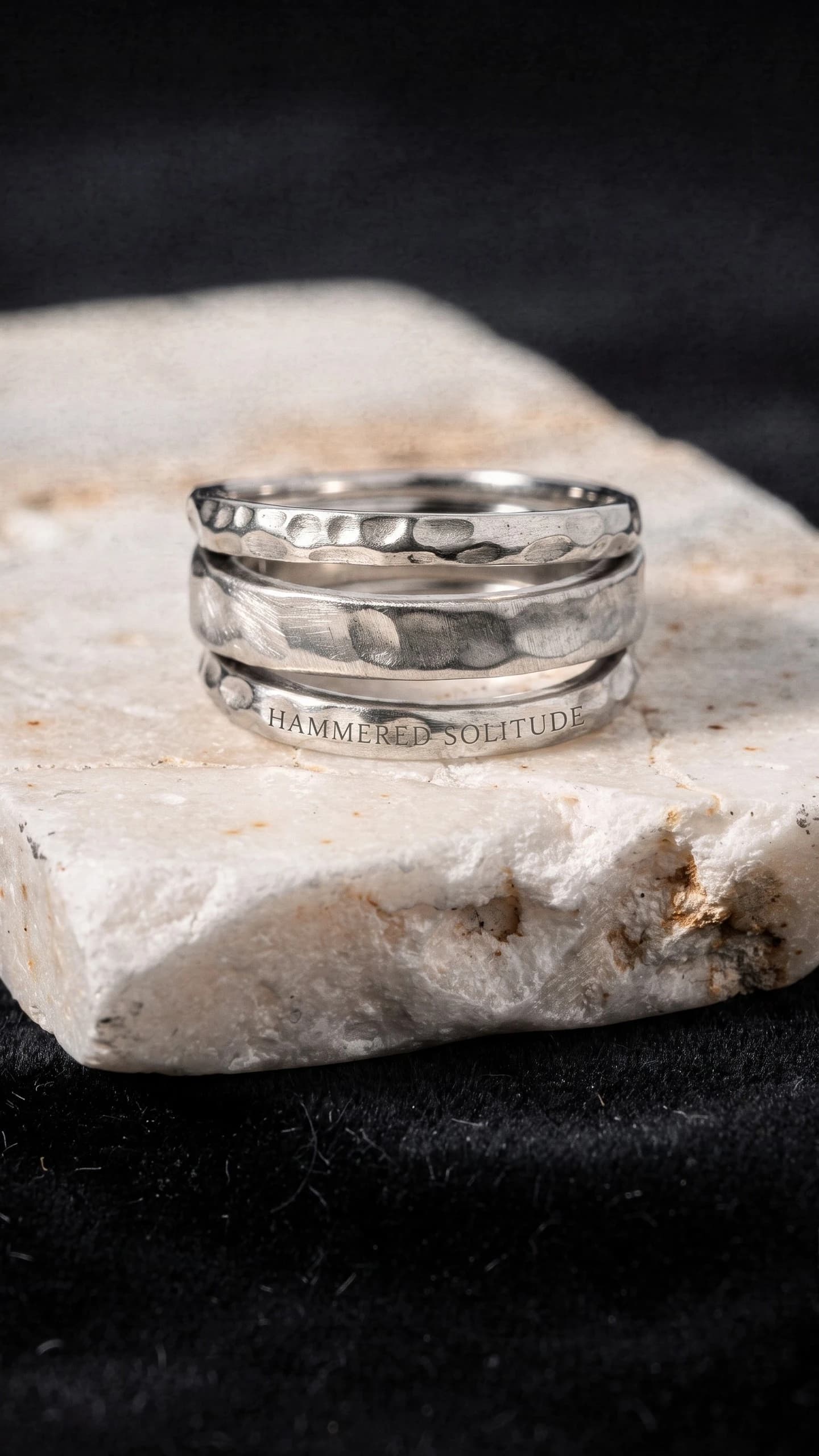 Hammered Solitude · Sterling Ring